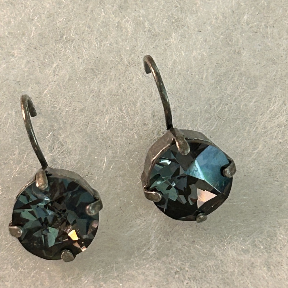 Sabika Silver and Blue Crystal Stud Earrings